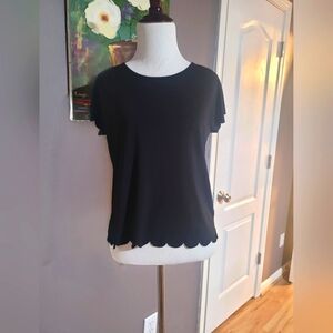 Saks Fifth Avenue Black Short Sleeve Blouse Size XS